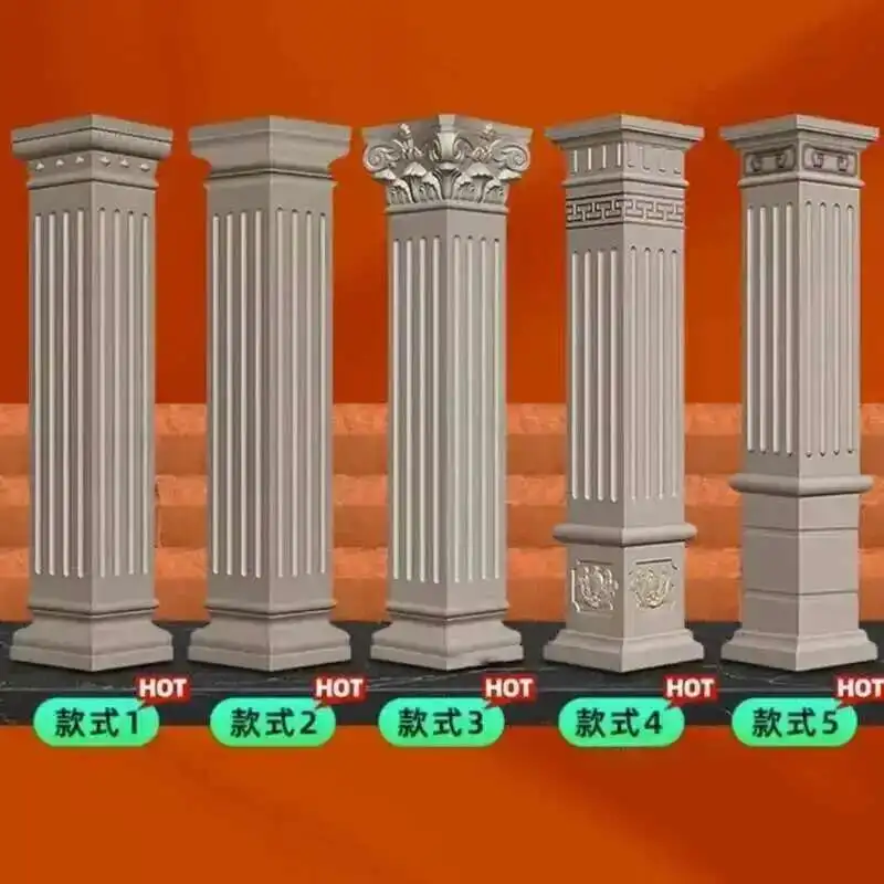

European Decorative Roman Column Mold Villa Gate Cement Square Column Mation Embossed Flower Wall Decoration Square Column Model