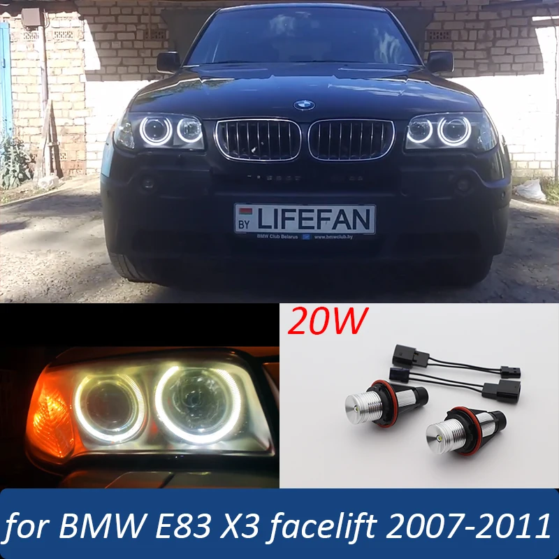 20W 6000K white LED Headlight Angel eyes bulb Light For BMW E83 X3 facelift 2007 2008 2009 2010 2011