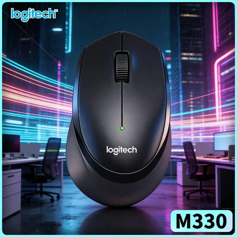 Logitech M330 Ergonomic Wireless Mouse 2.4GHz Silent Click USB Nano Receiver Narrow Frame for Windows Mac Linux PC Mat