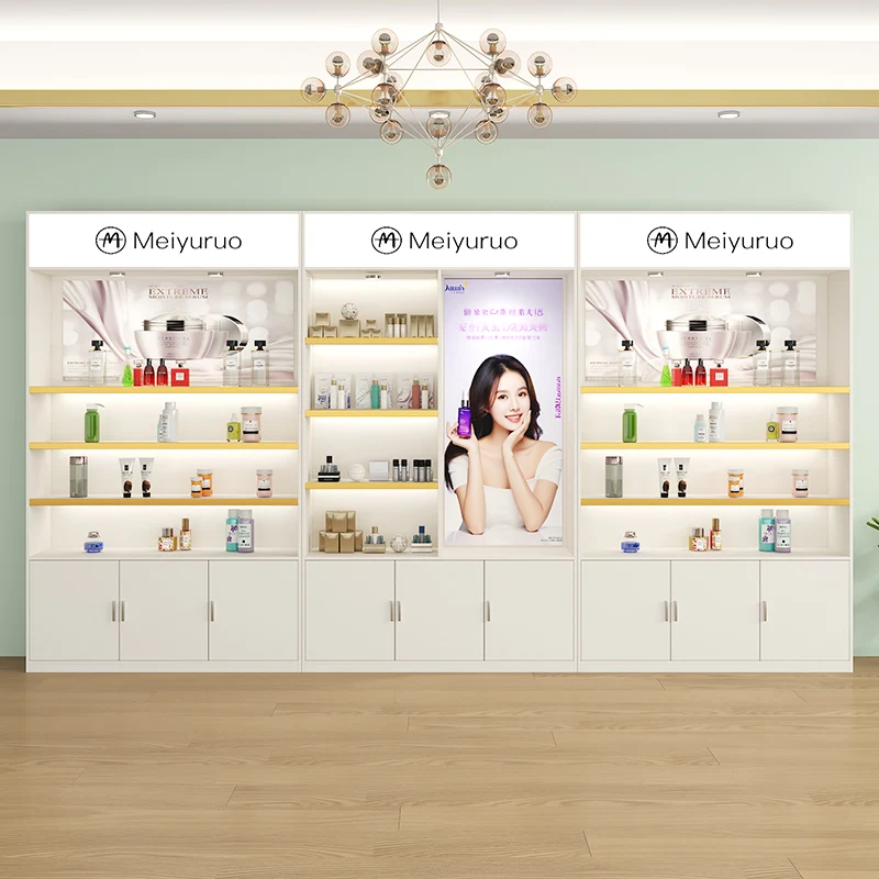 Nordic Creative Cosmetics Display Cabinets Modern Minimalist Beauty Salon Skin Care Products Rack Beauty Shop Furniture FYMC