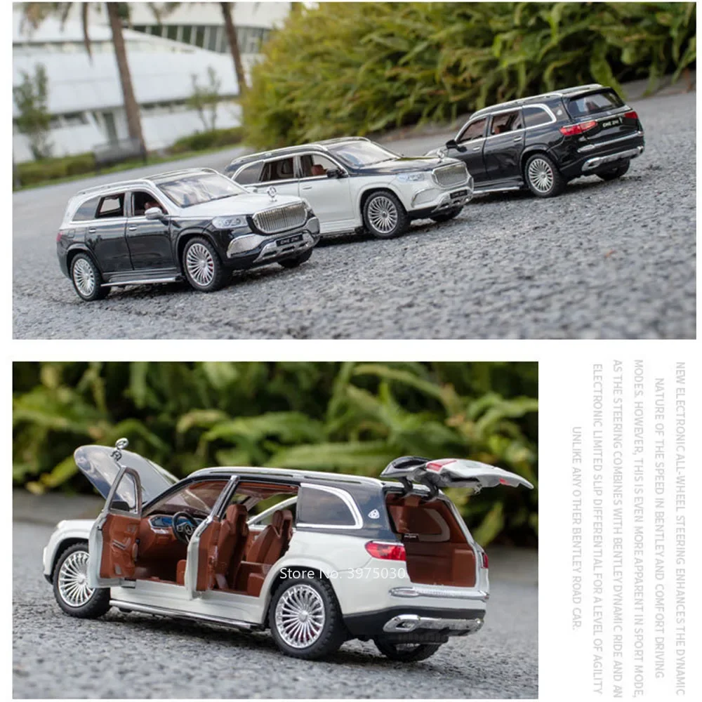 Maßstab 1:24 Maybach GLS600 Legierungsmodelle Autos Spielzeug mit leichter Musik Rückziehfahrzeuge Gummireifen Auto Kinder Geburtstagsgeschenke