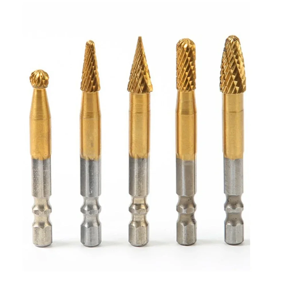 6.35mm Shank Burrs Milling CUTTER Bit ความทนทานเหล็กความเร็วสูงมือถือไฟฟ้าเครื่องมือเครื่องจักรกลความแข็ง HRC70