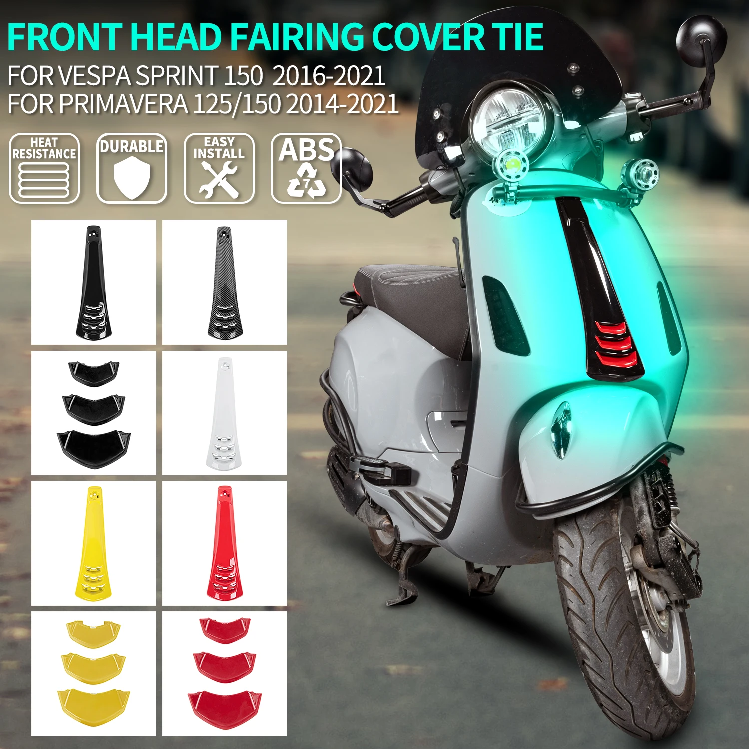 Motorcycle Front Horn Head Fairing for Vespa Sprint125 150 2014-2022 Primavera 50 Decoration Cover Tie Belt Airvent Inflow