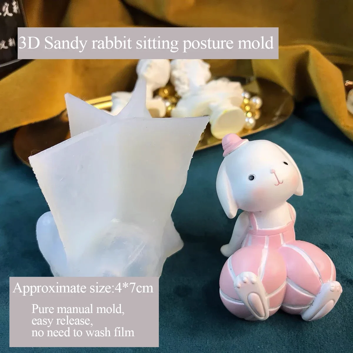 Прекрасная 3D-силиконовая форма для рукоделия: кролик в сидячей позе, для выпечки и украшения тортов