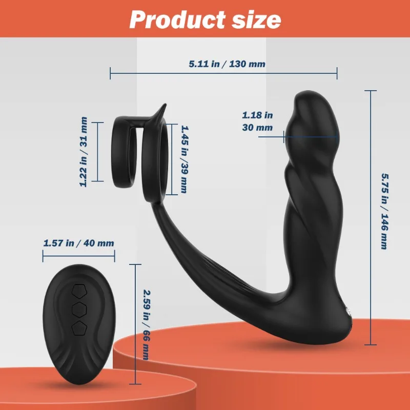 5-in-1 Thrusting Anal Toy for man Prostate Massager APP Remote Control Vibrating Butt Plug with Dual Soft Cock Ring Vibrator