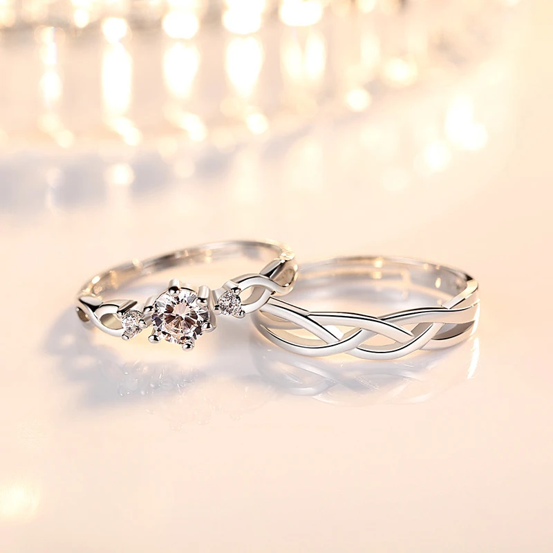 Lady's 925 Sterling Silver Fashion Jewelry New Crystal Zircon Couple Rings For Men XY0348 - Image 5