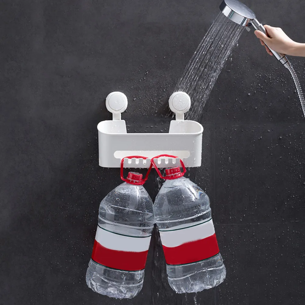 Wall Mounted Suction Cup Storage Rack Bathroom Kitchen ABS Organizer Shower Holder Toothbrush Cup Toothpaste Storage Shelf
