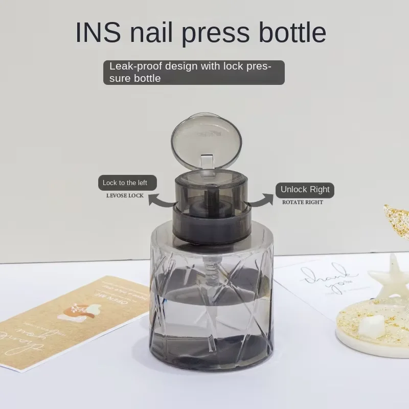 200 مللي زجاجة ضغط الأظافر دفع أسفل زجاجة مضخة توزيع السائل مع ختم غطاء بلاستيكي لمزيل تلميع منظف الأسيتون #5