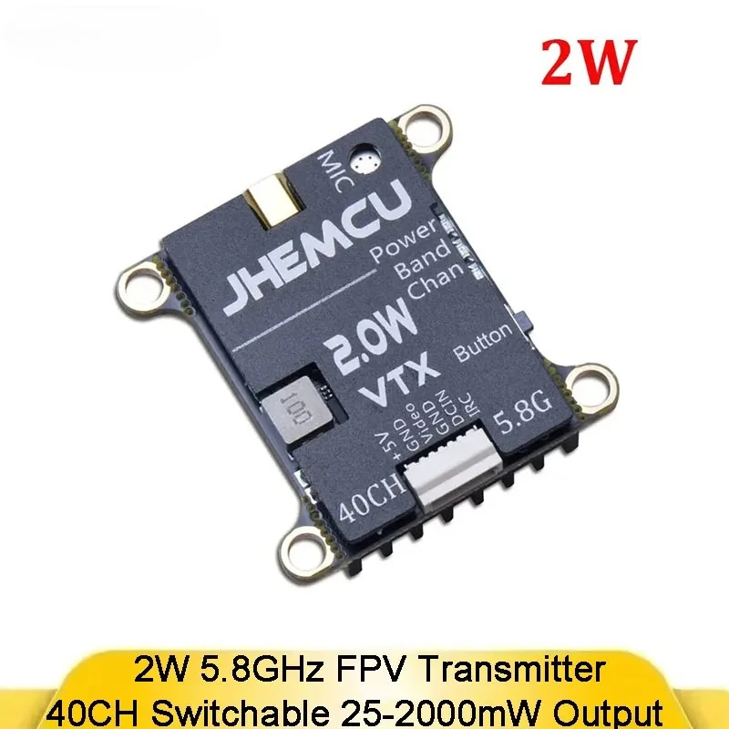 2W 5.8GHz FPV Transmitter 40CH Switchable 25-2000mW Output, 2-6S 30.5x30.5mm w/ Current Sensor for RC Airplane Long Range