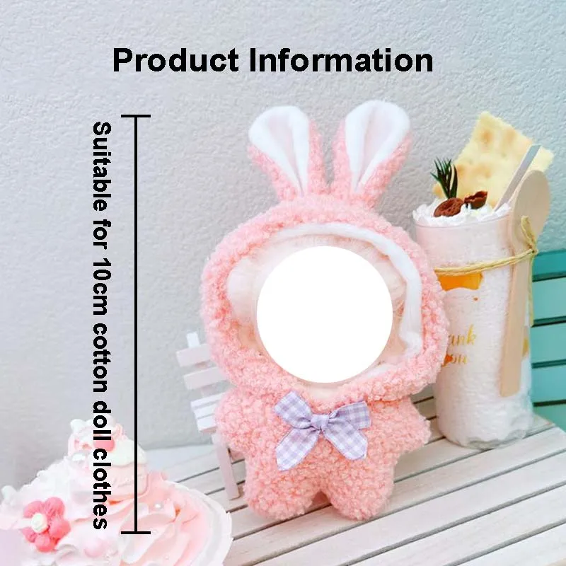 Cute Fluffy Animal Hoodie Clothes for 10cm Plush Soft Cotton Doll Costume Cute Plush Clothes for Girls Dress-Up Toys Accessories