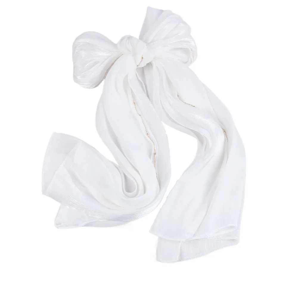 Sciarpa di lusso in stile etnico tinta unita con perline lunghe, foulard a catena, scialle sottile lucido, quotidiano