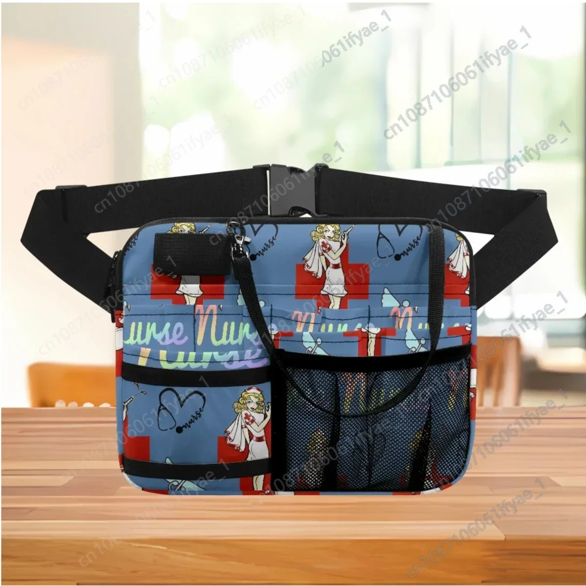 Cartoon Nurse Print Multi Pocket Waist Bag, Fanny Pack ajustável, Bandagem de medicina de emergência, armazenamento feminino, Drop Ship, 2023