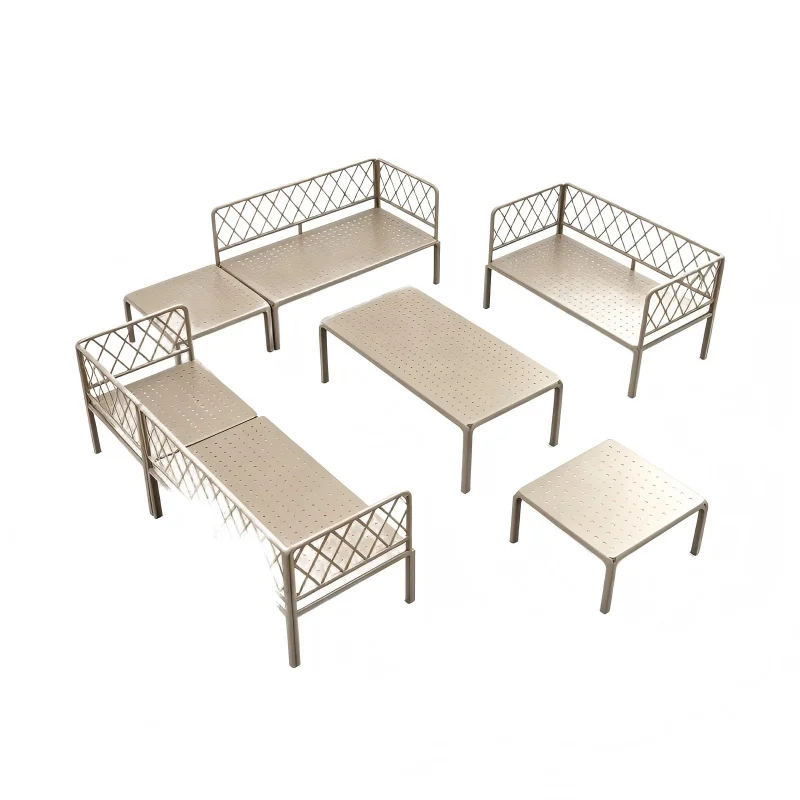 Supply Modern Outdoor Iron Chair and Table Set with Waterproof and Eco-Friendly Design for Garden Cafe Use