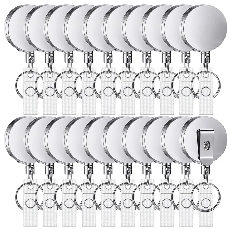 Heavy Duty Retractable Badge Holder Reel ID Badge Holder Telescopic Buckle Alloy With Belt Clip Key Ring Badge Reels