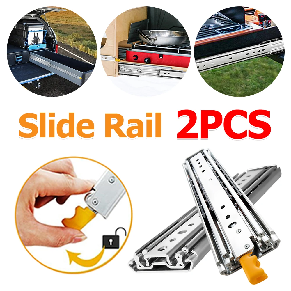 

2PCS 3.67ft Full Extension Ball Bearing Rails with Lock Cabinet Runners Tracks Side Mount for RV Cabinets Tool Box Storage Case