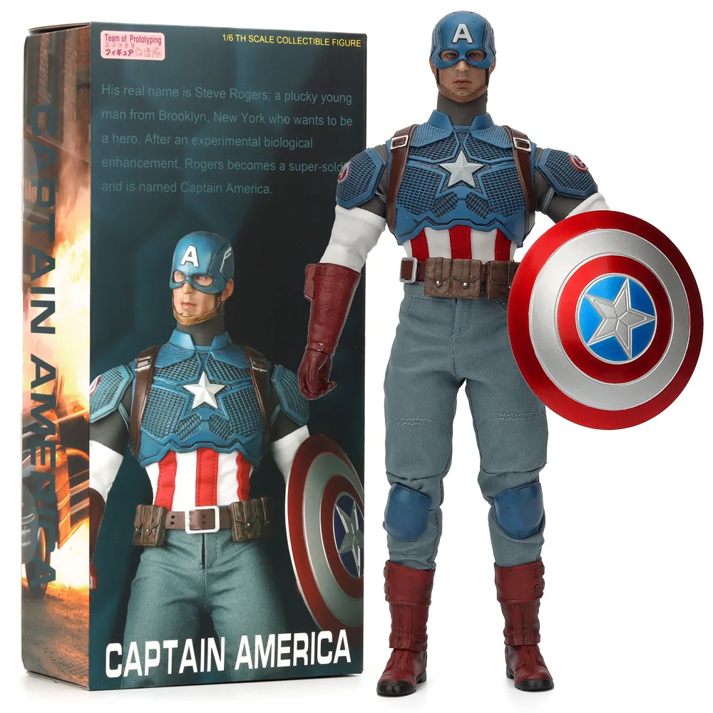 1/6 Crazy Marvel Avengers Captain America Common Clothes PVC Action Figures Kids Toys New Year's Christmas Gift 32cm