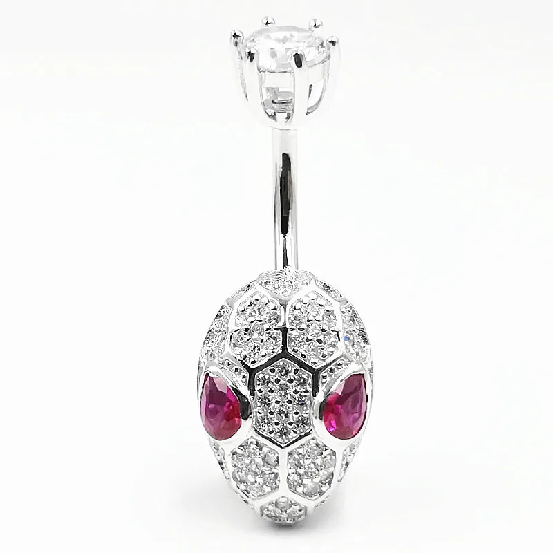

S925 Sterling Silver Zodiac Snake CZ Belly Ring - Body Piercing Ring Closure - Export Wholesale