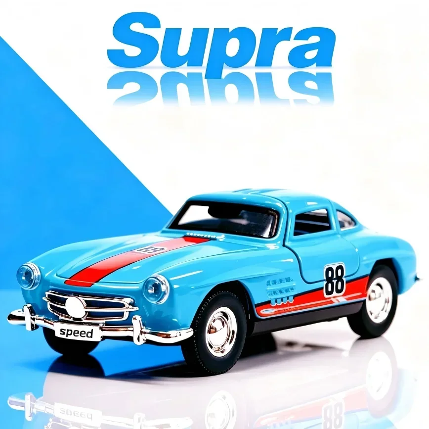 Alloy Metal Classic Retro Race Car Diecast Model Pull-Back Power Open Doors Collectible Vehicle Christmas Gifts Office Tabletop