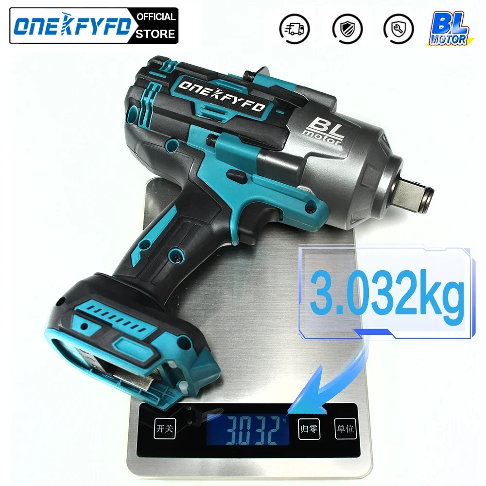 

ONEKFYFD 2100N.M High Torque Brushless Electric Impact Wrench 3/4" Cordless Electric Wrench for Makita 18V Battery