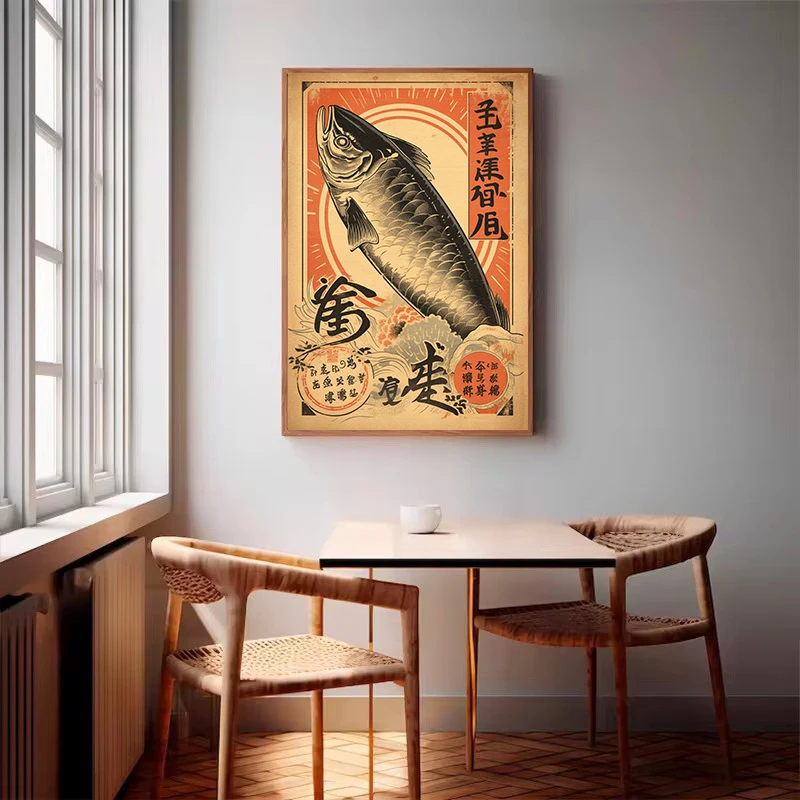 Vintage Japanese Sushi Takoyaki Ramen Kitchen Food Poster Canvas Painting Wall Art Pictures Restaurant Home Decor