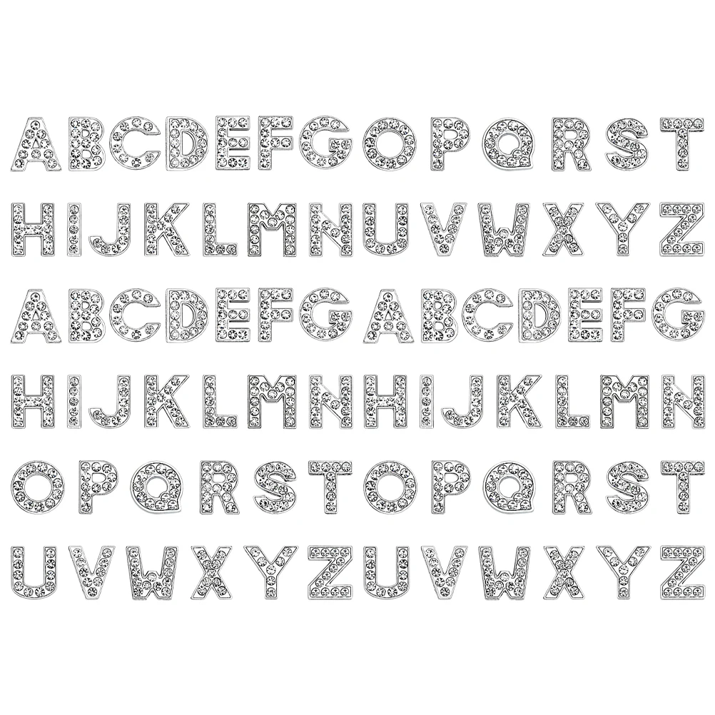 

130 Pcs Rhinestone Letter Charms Alphabet Beads Metal English Letters for Bracelet Necklace DIY Jewelry Making Crafts
