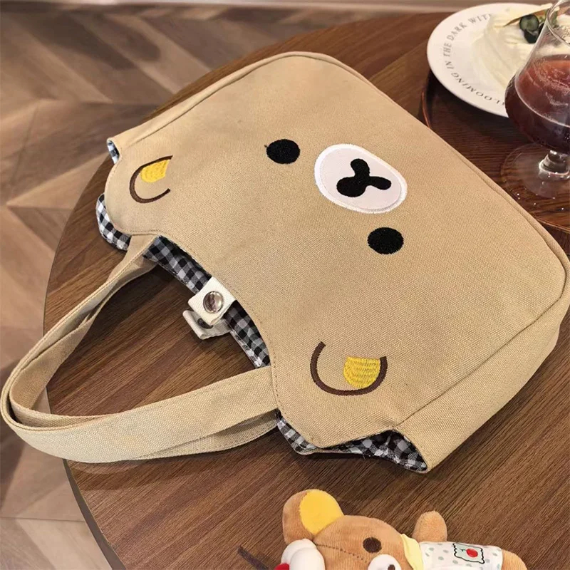 

Cute Rilakkuma Handbag Japanese Style Cute Large Capacity Shoulder Bag Office Worker Commute Lunch Box Storage Bag Friend Gift