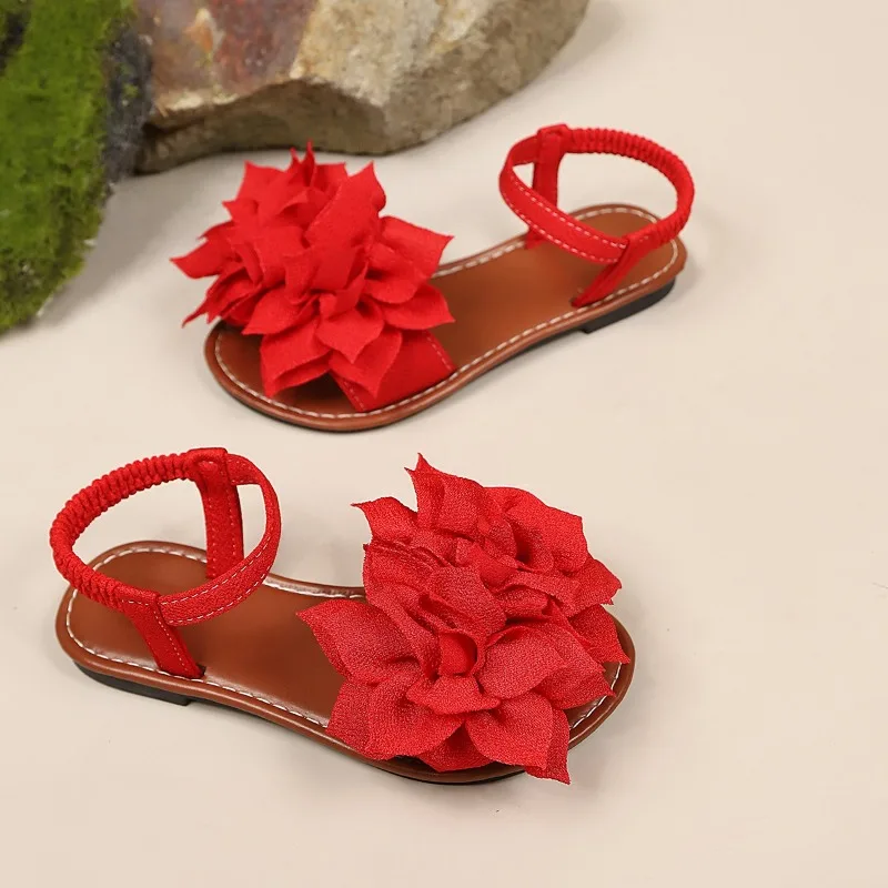 Mädchen-Sandalen in Unifarben, Vielseitige Kinder-Prinzessinnen-Freizeitsandalen mit Offener Spitze, Atmungsaktiv, Sommer 2026 Kindermode-Schuhe, Rutschfest – Detail 4