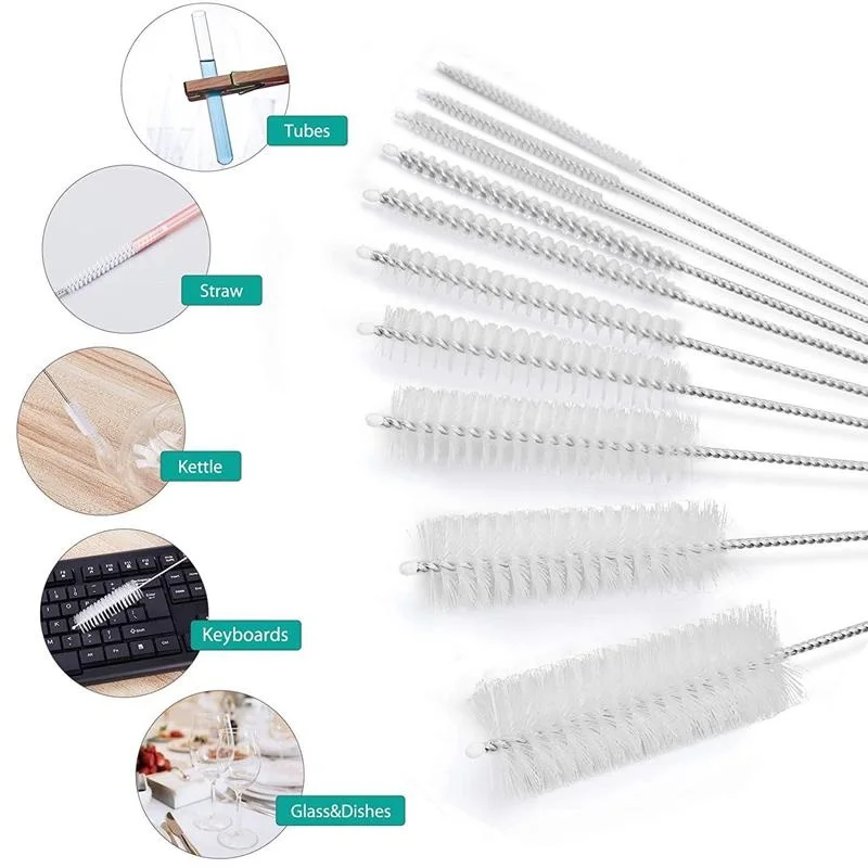 Stainless Steel Long Handle Nylon Straw Cleaning Brush Kit Multiple Specifications Inner Wall Pipe Dirt Removal Tool