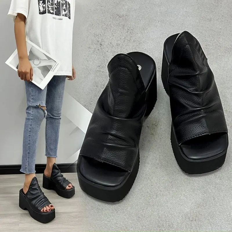 Shoes for Women 2023 Fashion Fish Mouth Shoes Women's Slippers Summer Solid Color Hot Sale Platform Slippers Women Zapatos New