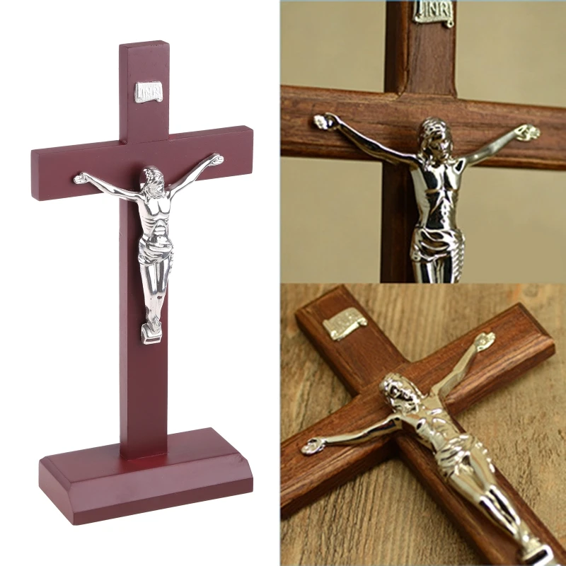 for Creative Jesus Standing Crucifix Table Wooden for Cross Tabletop Crucifixion for Cross for Jerusalem Holy Land