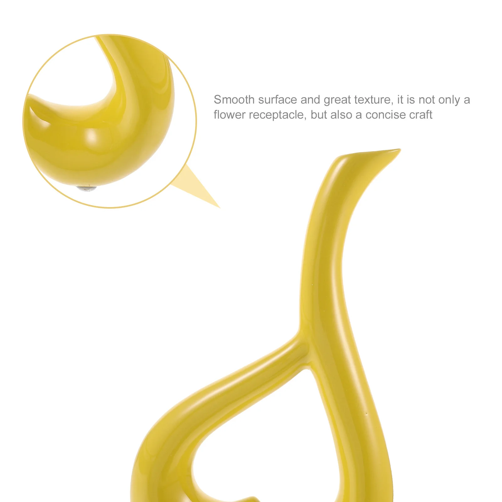 

1Pcs Ceramic Heart Flower Receptacle Home Vase Decoration Bright Colored Room Adornment for Study Living Space Yellow