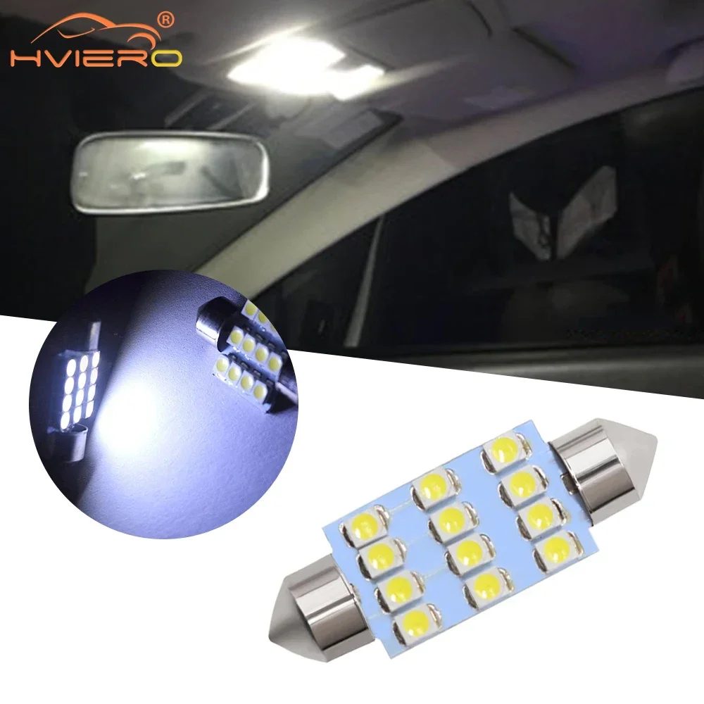 

White 3528 12SMD Led 12V Headlamps Lighting Domes Reading Car License Plate Lights Trunk Lamps Wedge Bulbs Auto Roof LED Brights