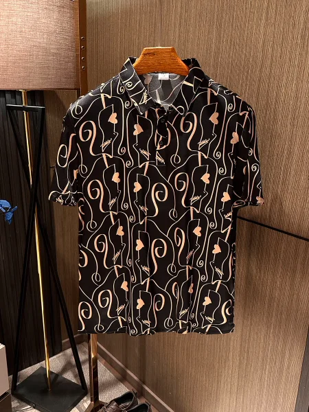 High Quality Silk Men's  Shirt Short Sleeve Turn-down Collar T-shirt Breathable Comfortable Business Casual Style Spring ...