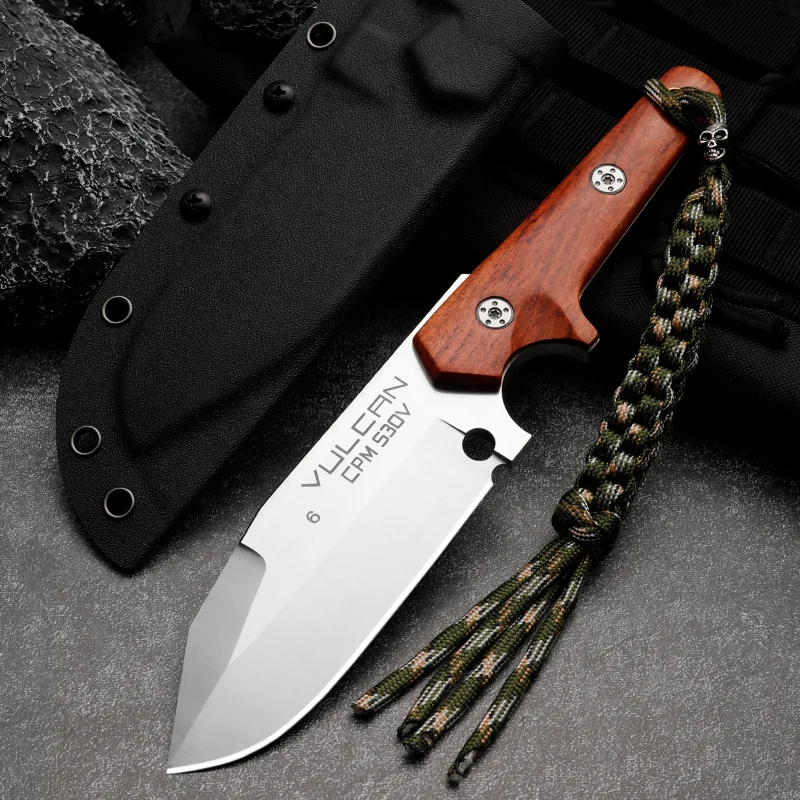Нож охотничий HUANGFU CPM530V с фиксированным лезвием, для кемпинга, сандалового дерева