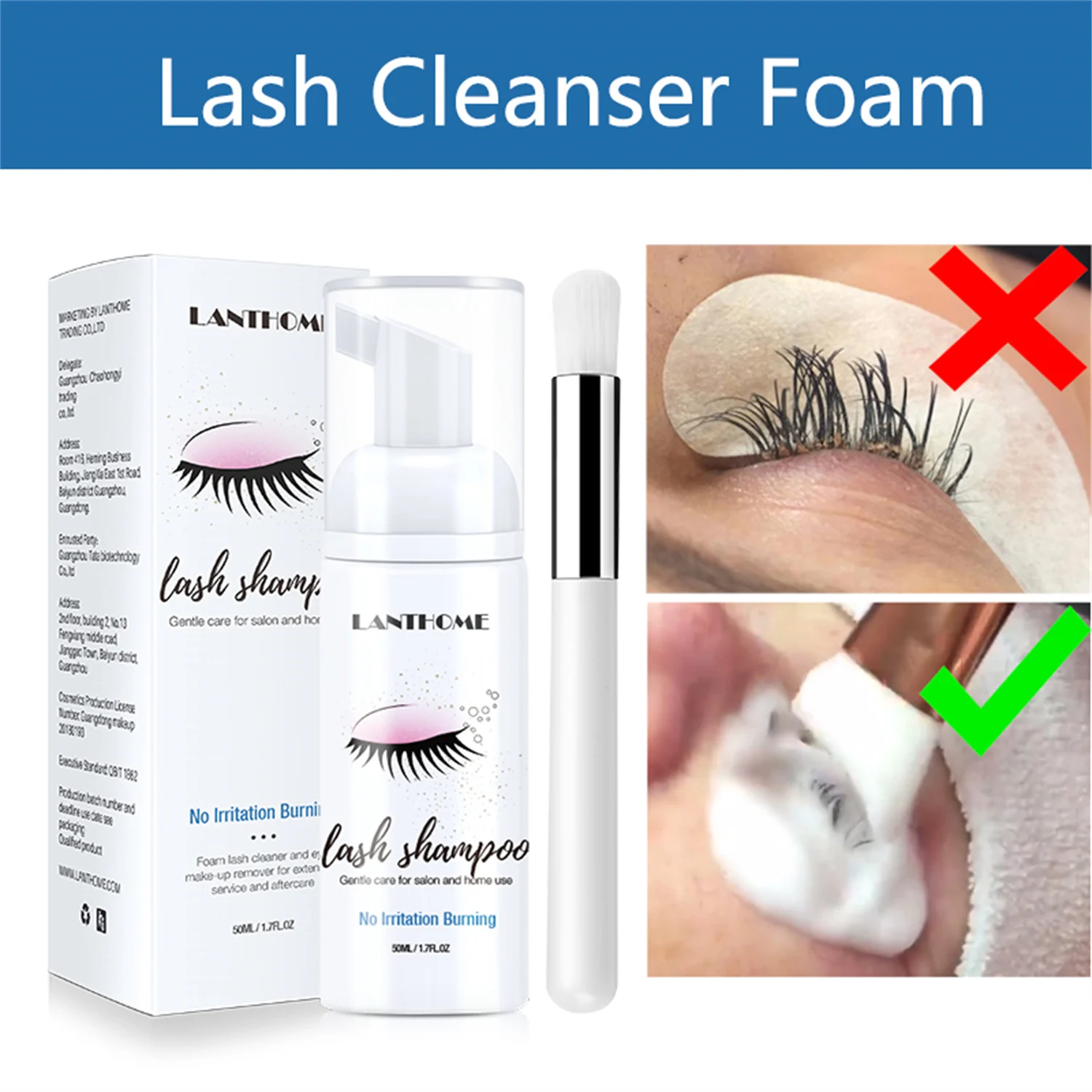 50ml Wimperverlenging Shampoo Schuim Ooglid Diepe Schone Reiniger Voor Makeup Tools Mascara Remover Lijm Salon Thuisgebruik