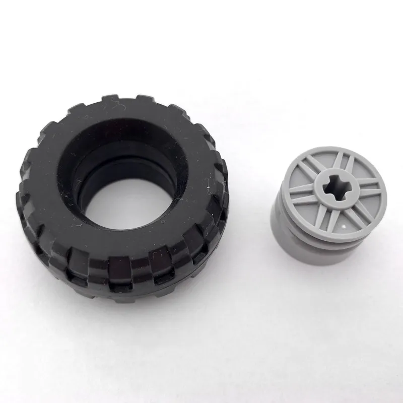 Buildings Blocks 55982 Wheel 18mm D. x 14mm with Axle Hole For 92402 56891 Tire 30.4 x 14 Offset Tread High-Tech MOC Set