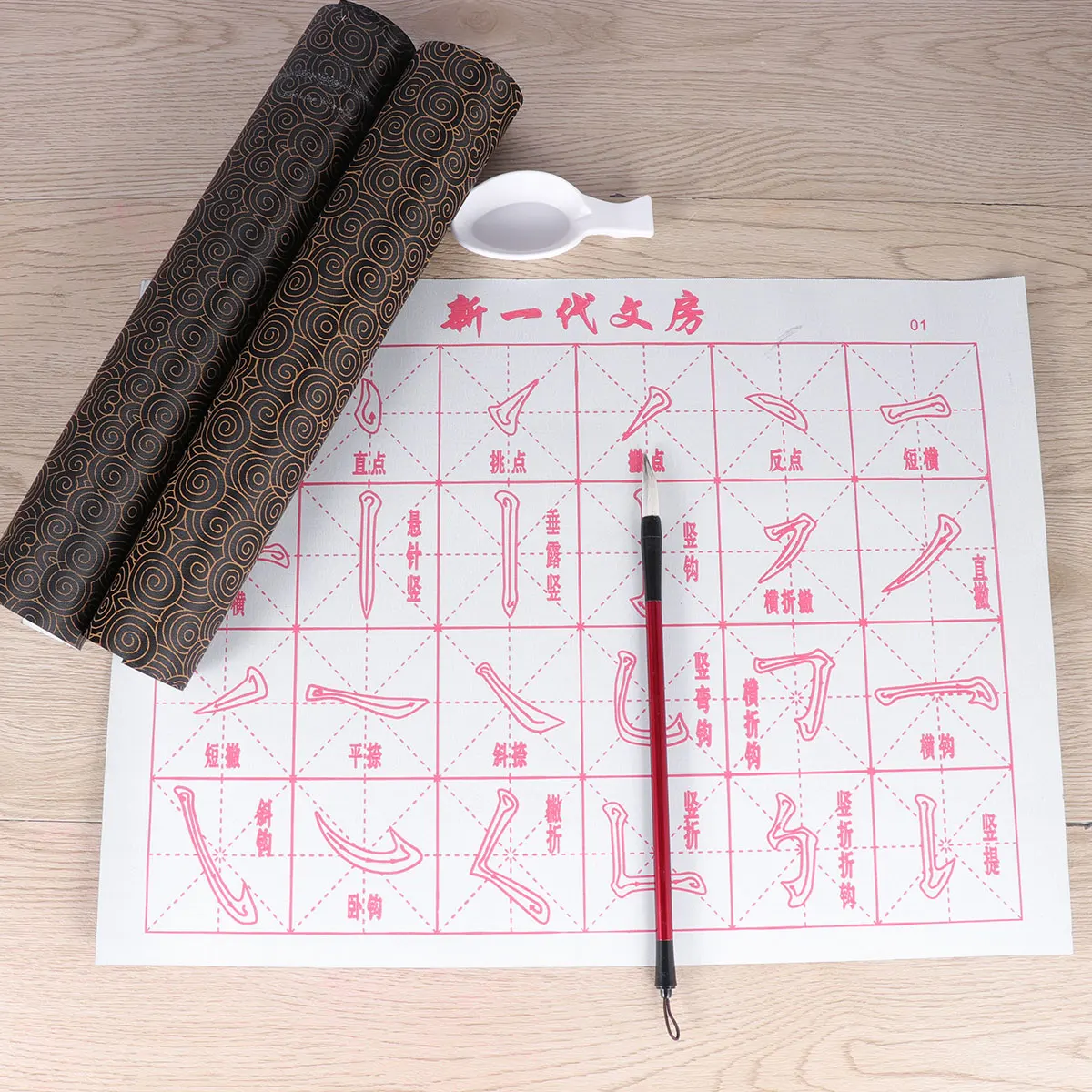 

6pcs Set Reusable Gridded Fabric Mat Calligraphy Practice Water Writing Cloth Durable Chinese Painting Exercises Mat Graffiti