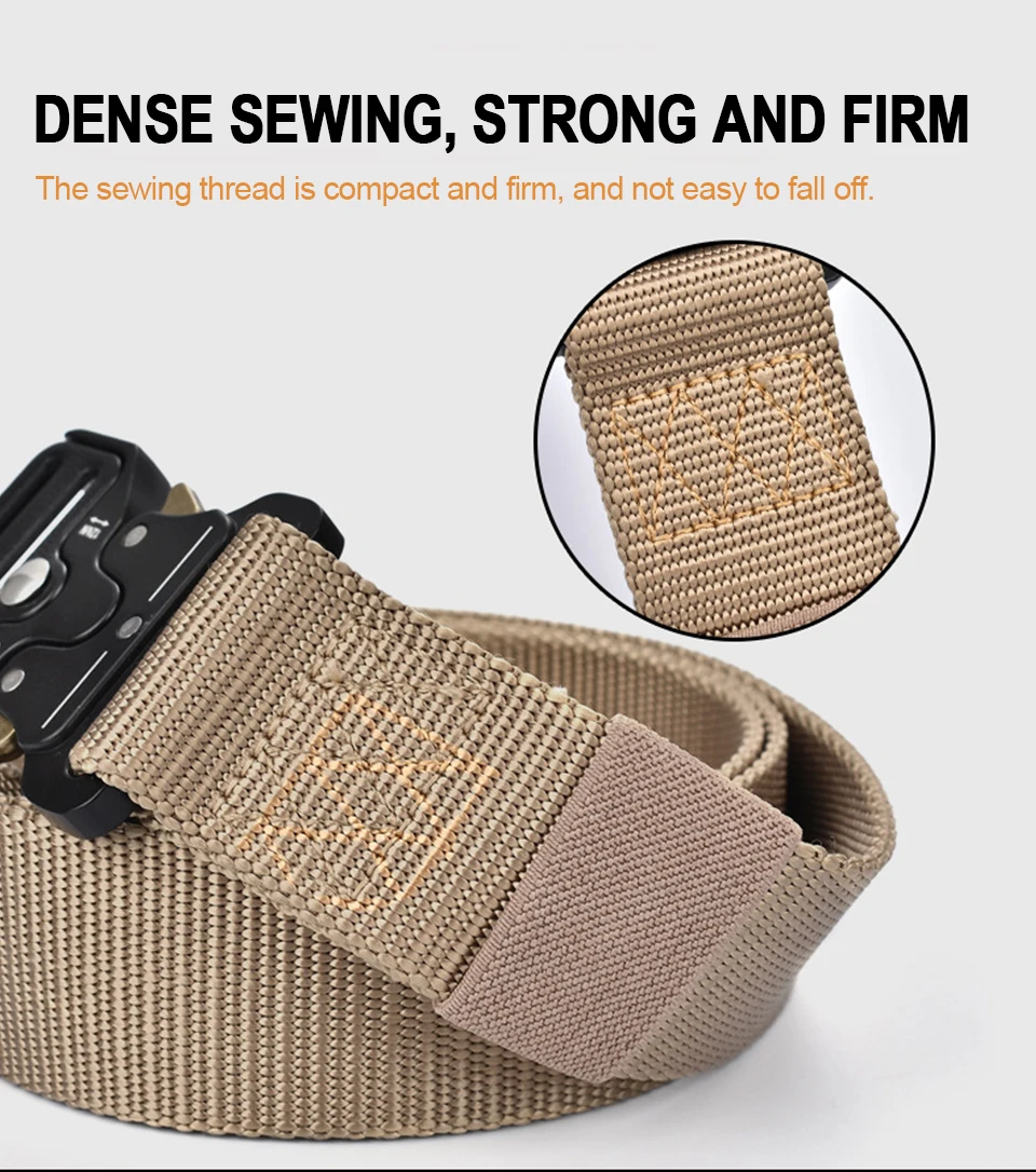 Taktischer Gürtel mit Schnellverschluss für Herren – robuster Canvas-Bund mit Wasserflaschenhaken, Karabiner, Outdoor-Jagd, Wanderausrüstungsset – Detail 10