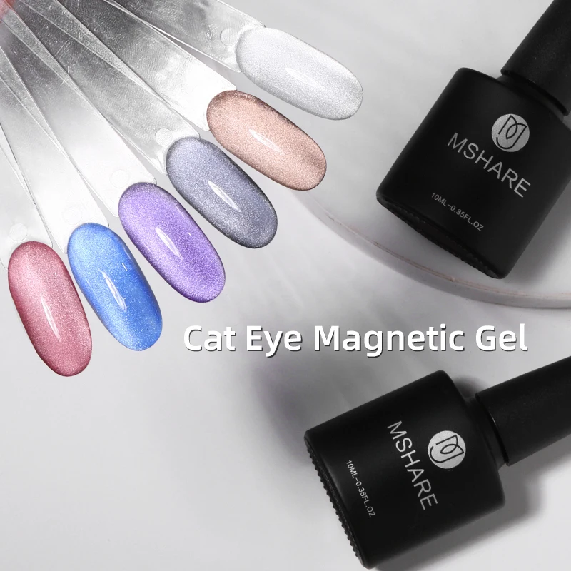 MSHARE 10ml Crystal Cat Eye Magnetic Nail Gel Set 6Color Semi Permanent Varnish Polish Soak Off UV/LED Gel