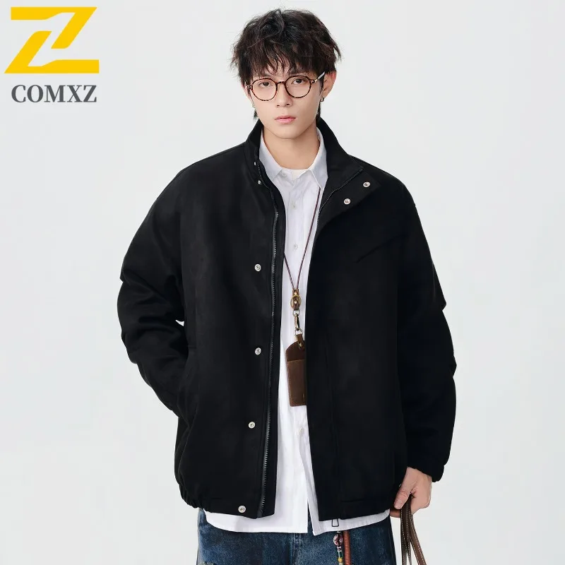 

COMXZ 2025 Men's American Vintage Stand Collar Flight Jacket Fall Winter Loose Fit Plus Size Trendy Casual Comfortable Coat