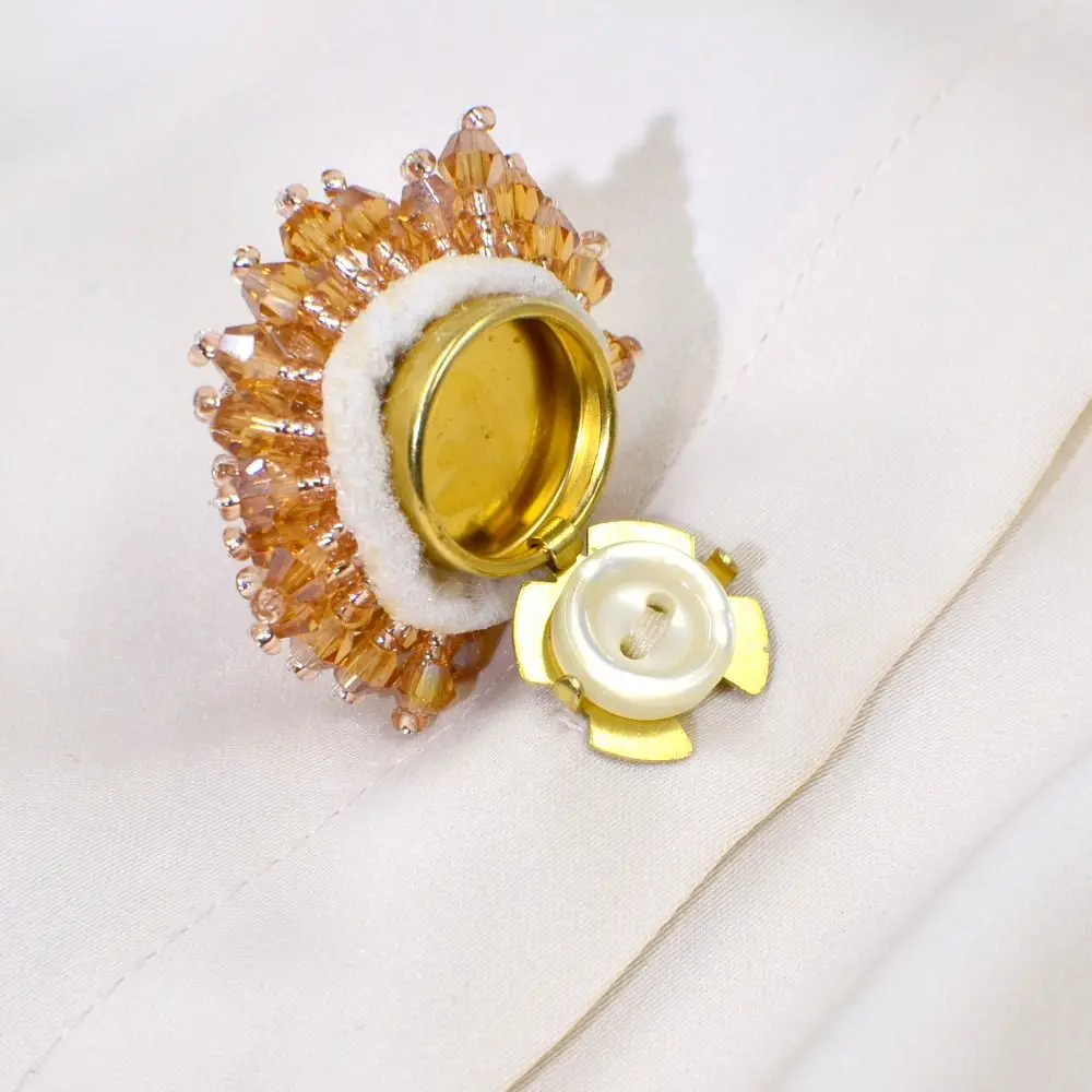 Handmade Crystal Cufflinks Crystal DIY Shirt Button Clip Sewing-free Cufflinks Sewing Accessories Button Cover Evening Wear