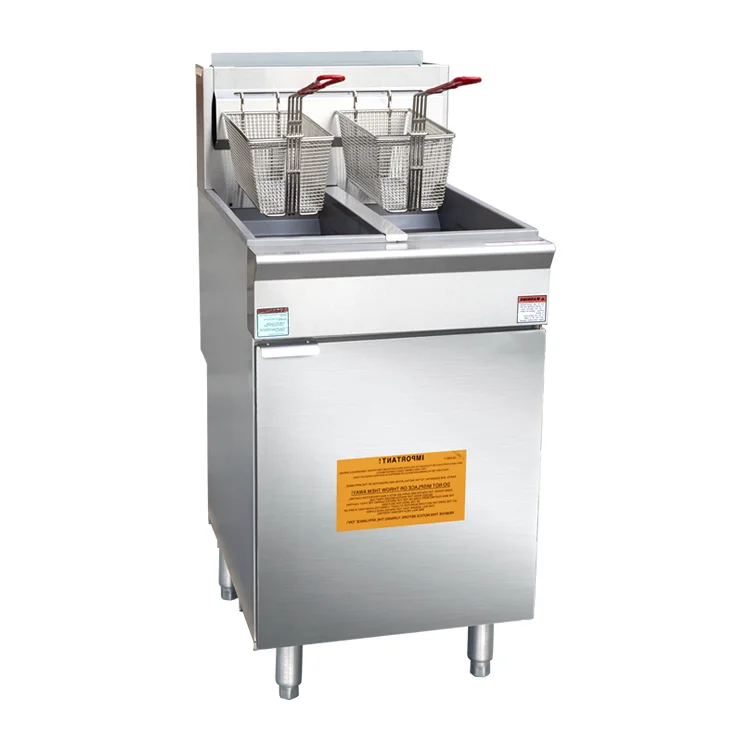 Split Pot Commercial Floor Deep Fryer Double Tank Commercial Gas Fryer