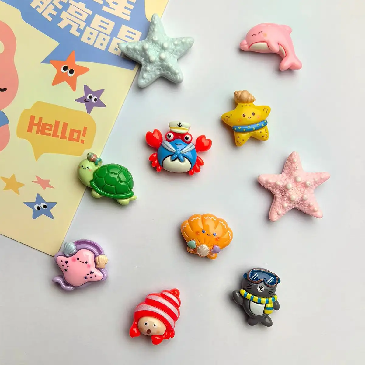 Creative ocean-themed starfish crab shell refrigerator magnet, magnetic sticker, instant photo holder, hole board, enamel board