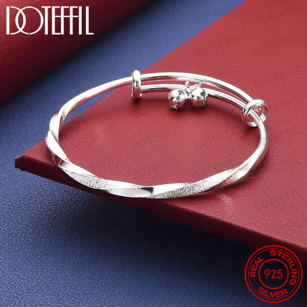 

925 Sterling Silver Twisted Polished Bell Bangle Fashionable Charming Jewelry for Women