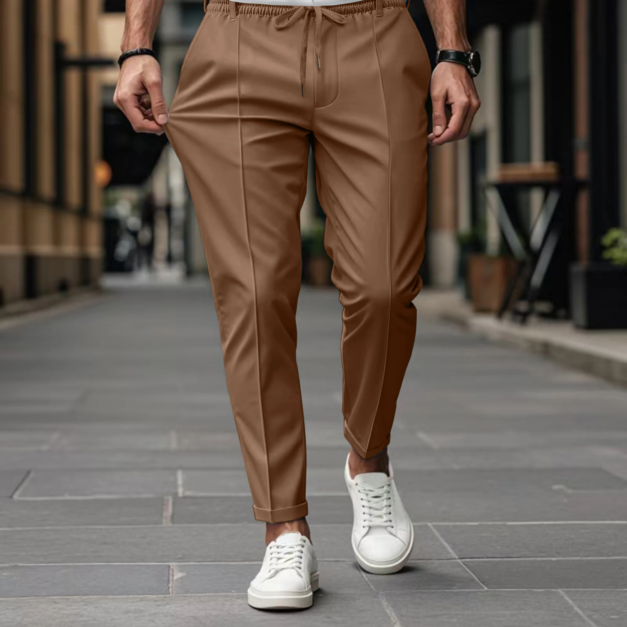 Men's Solid-Color High-Quality Straight-Leg Trousers The New Summer Style Is Fashionable And Comfortable Suitable For Daily Wear - Image 5