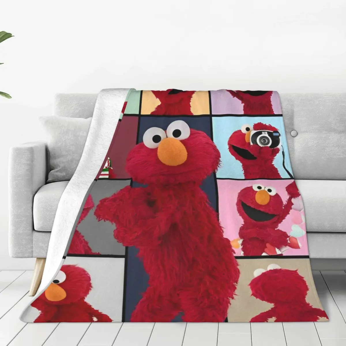 Elmo S-Sesame Street Blanket Cartoon Comedy Flannel Novelty Warm Throw Blankets for Home Winter