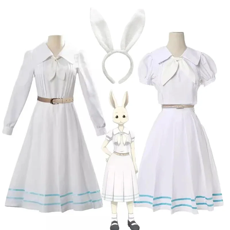 

Anime BEASTARS Cosplay Haru Rabbit Short Sleeve Cosplay Costumes Halloween Christmas Party Sets Uniform Suits Headwear Socks
