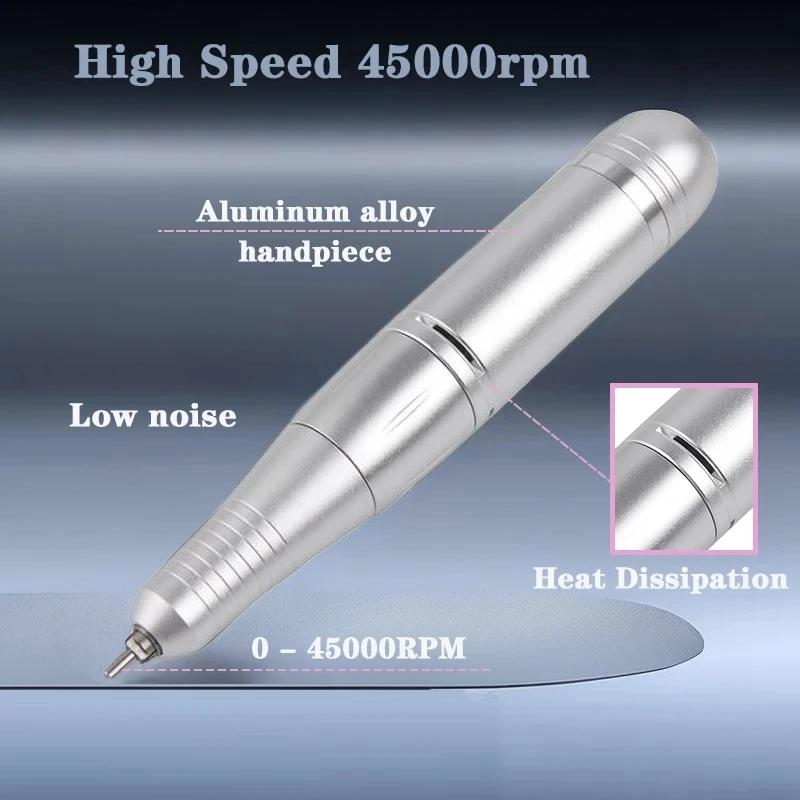 45000RPM Rechargeable Electric Nail Drill - Portable Professional Set with LCD, Low Noise, Cuticle Removal