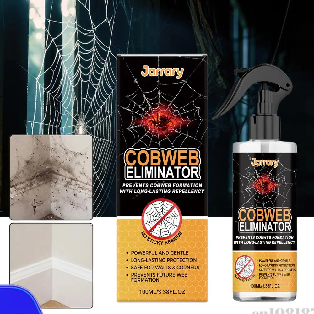 100ML Spider Cobweb Eliminator Long Lasting Spider Web Remover Spray Spider Liquid Cleaning Spray for Kitchen Garage & Basement