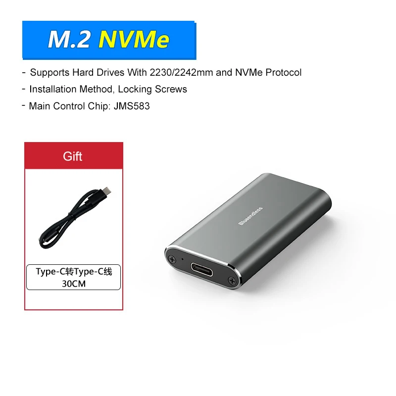 UTHAI M.2 NVMe ソリッドステートドライブケース 2242mm 10Gbps ポータブル 全アルミ合金 TYPE-C コンピューター 外付けモバイルハードドライブボックス